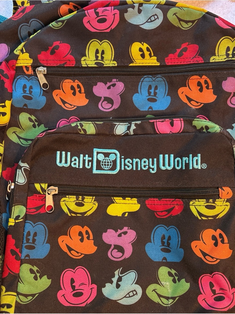 Disney World Authentic Multi Color Mickey Mouse Large Backpack - Picture 3 of 12